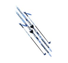 Комплект беговых лыж STC Brados LS Sport 3D без насечек черный/синий, 200